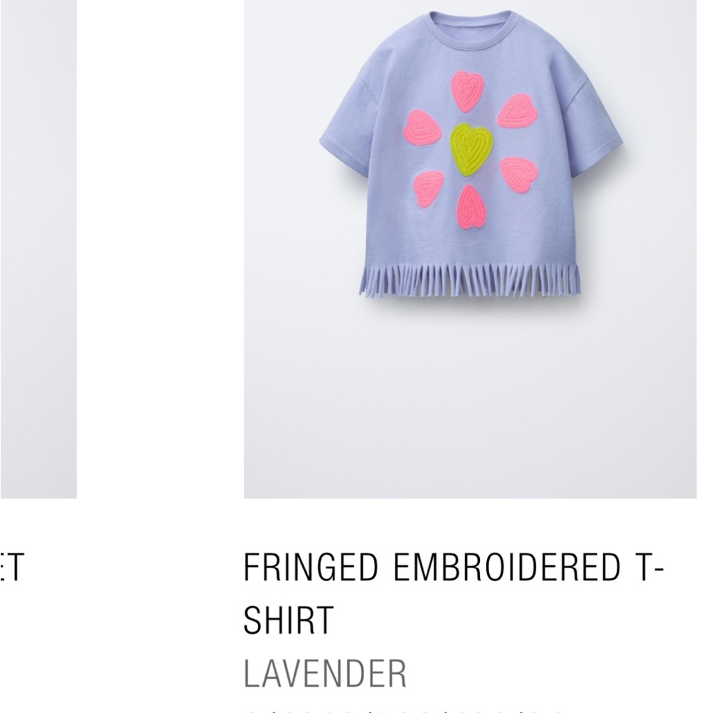 Zara Lavender Tee with Pink and Green Embroidery